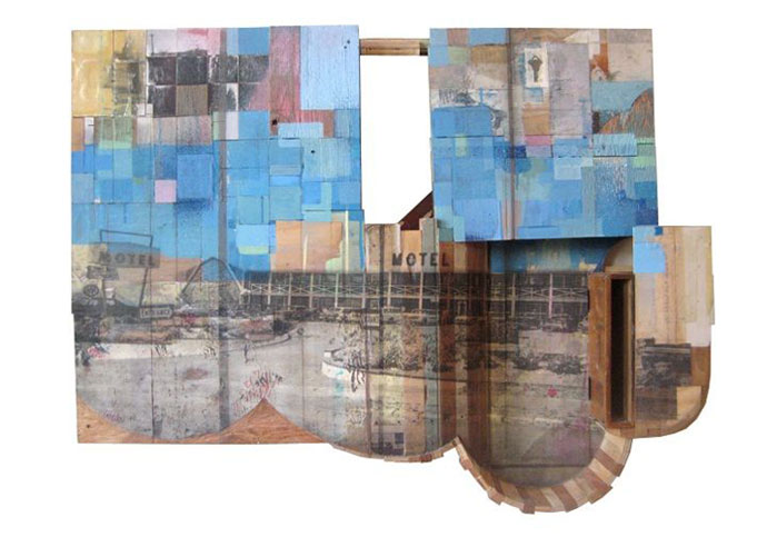 Motel, 2008, Mixed Media Work on Wood, 43x35x5